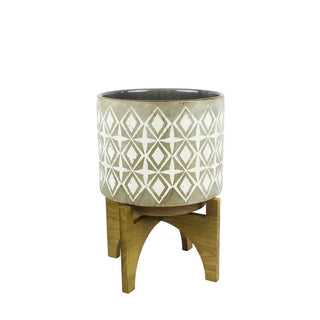 Ceramic Pot On Stand, 14.5"