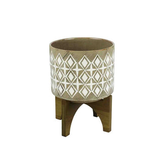 Ceramic Pot On Stand, 10.25"