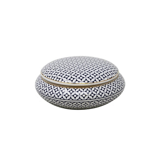 Blue And Gold Ceramic Covered Jar
