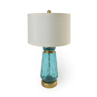 Vintage Northern Blue Brass Banded Table Lamp