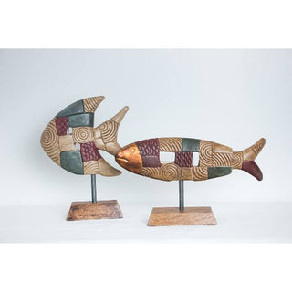 Tricolor Fish On Stand  (Set of 2)