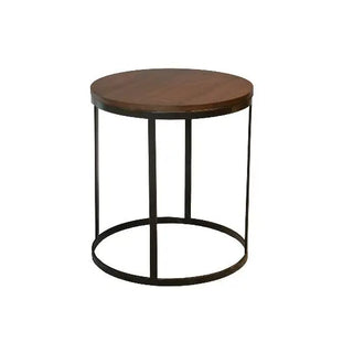 Reese Round Side Table With Metal Base
